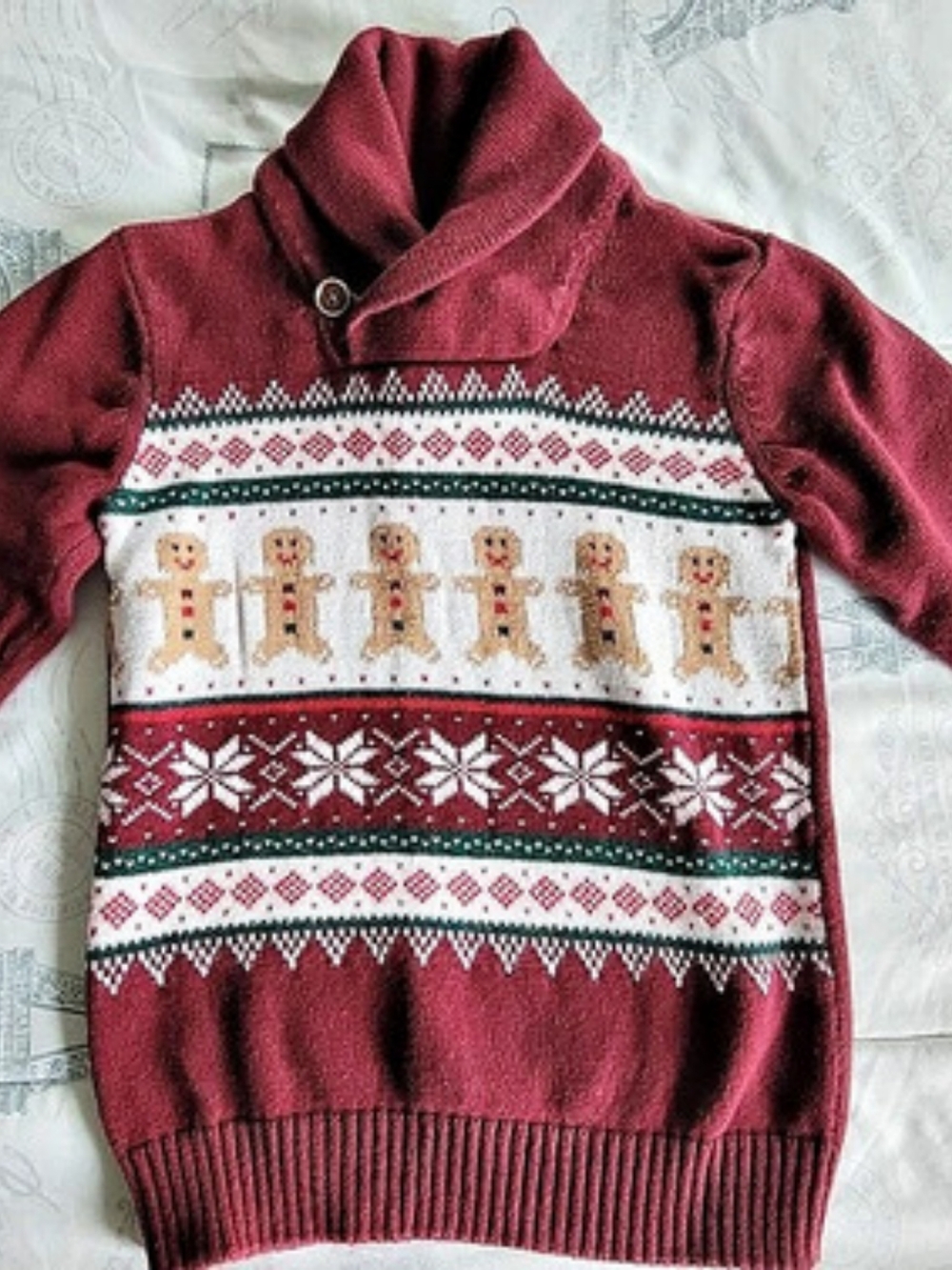 The Children's Place Baby And Toddler Boys Gingerbread Fairisle Shawl Sweater